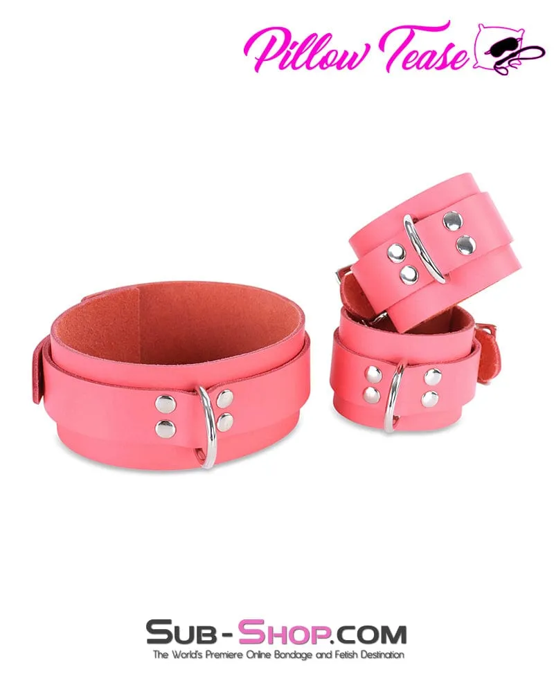 0914A      Passion Pink Leather Bondage Collar