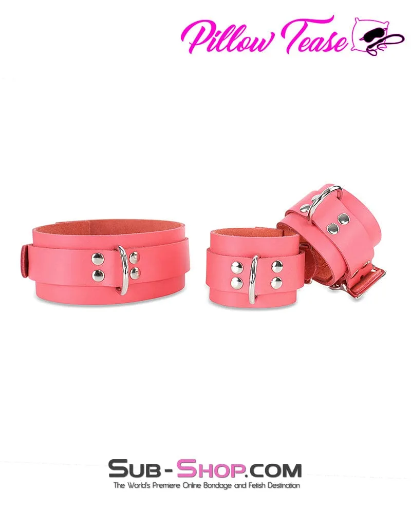 0914A      Passion Pink Leather Bondage Collar