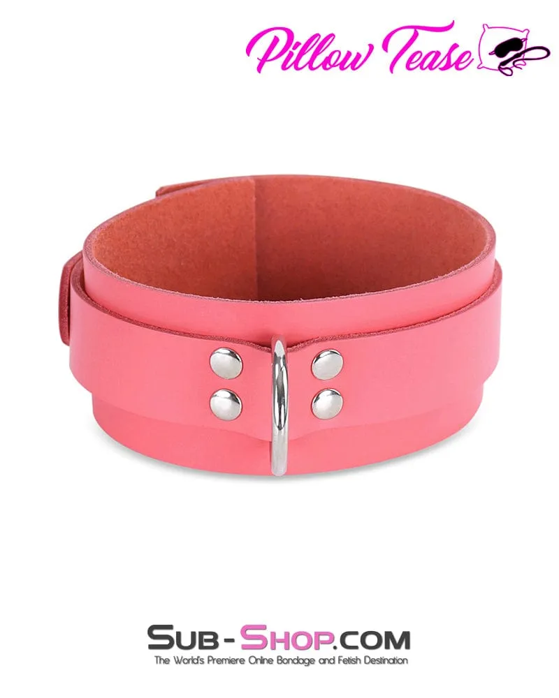 0914A      Passion Pink Leather Bondage Collar