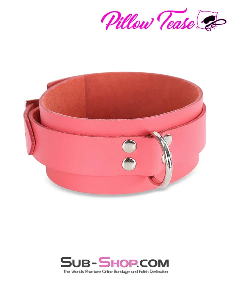 0914A      Passion Pink Leather Bondage Collar