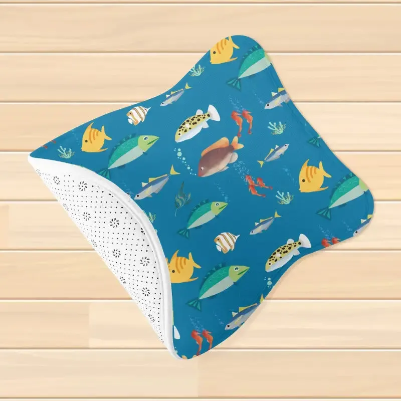 Colorful Fish Pet Mat Rug with Water-Resistant Blue Background