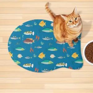 Colorful Fish Pet Mat Rug with Water-Resistant Blue Background