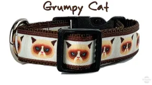 Grumpy Cat dog collar handmade adjustable buckle collar 1" wide or leash Petcollarshandmade