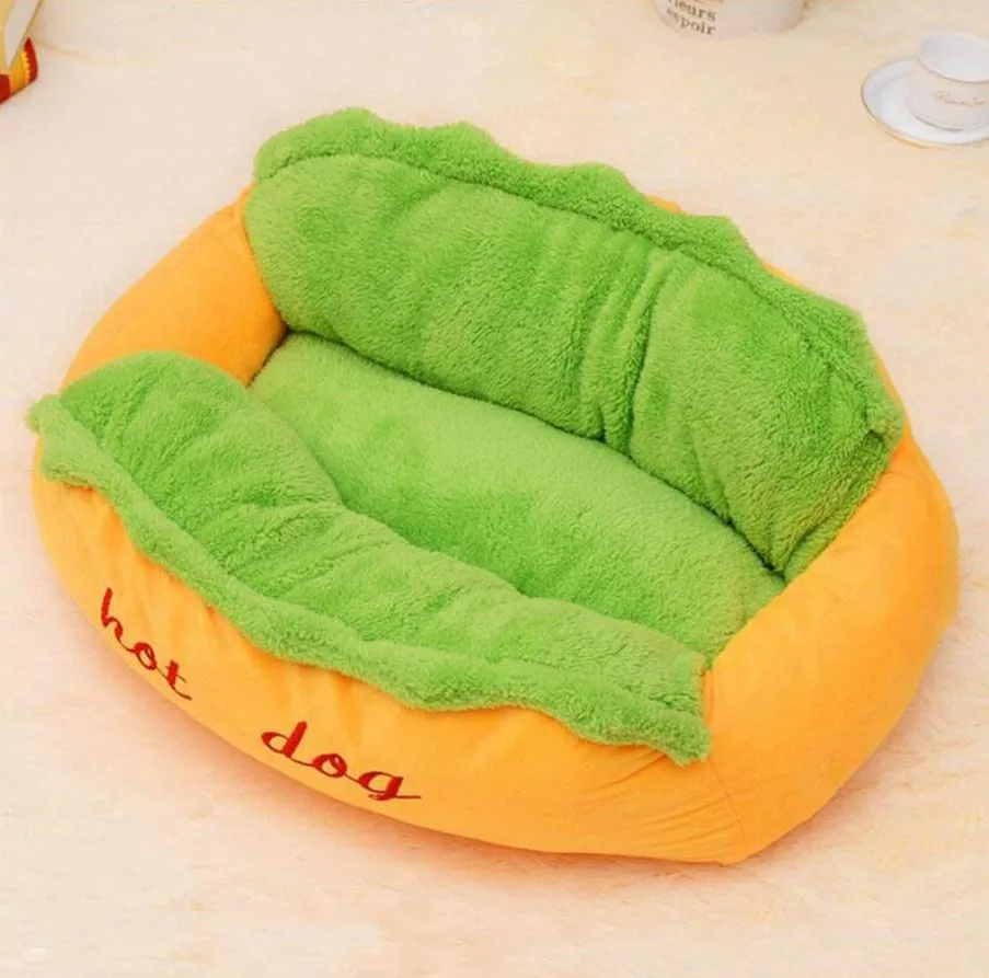 Hot Dog Pet Bed - Warm Hot Dog Bed Removable Soft Indoor Lounger for Small Large Dogs