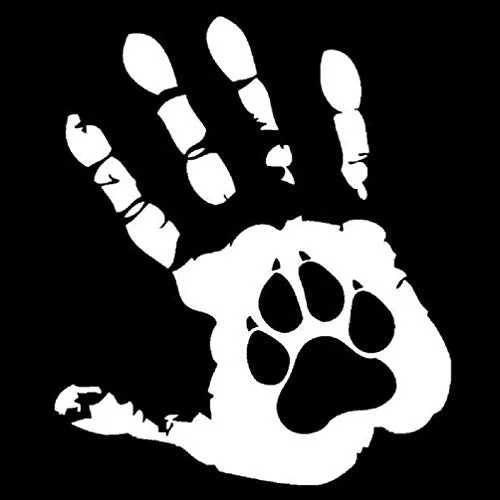 Pet Canine Dog Palm Print Vinyl Decal Car Bumper and Motorcycle Sticker - 5.00" x 4.25"