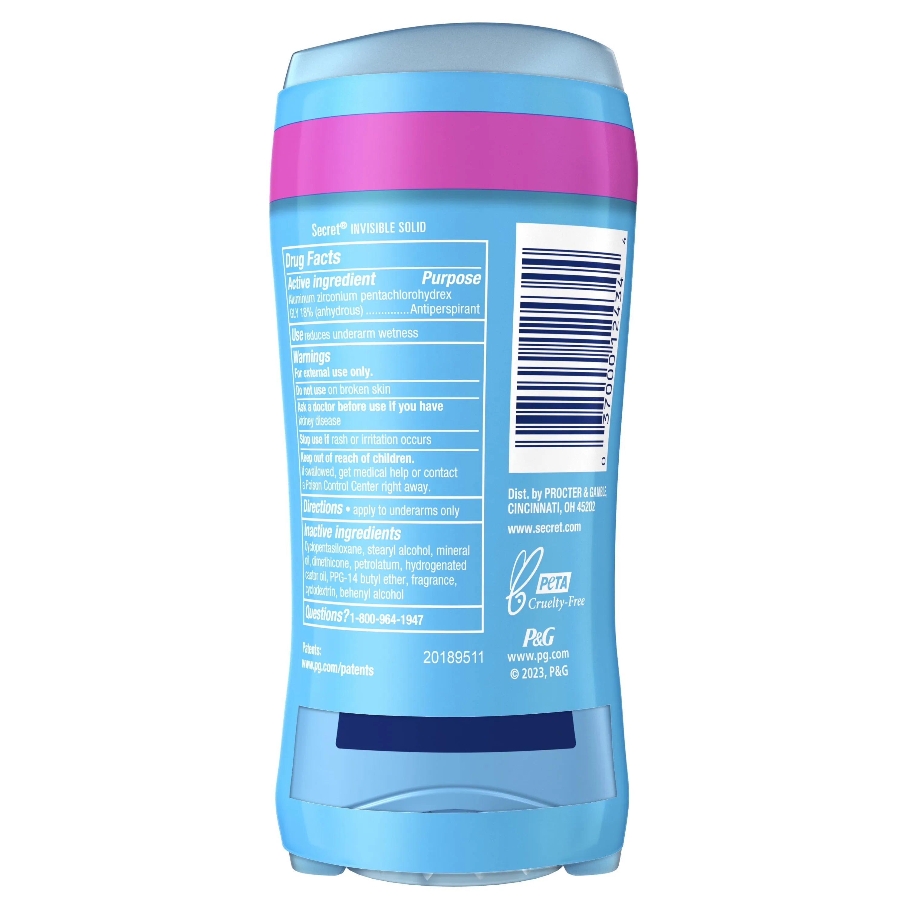 Secret Invisible Solid Antiperspirant and Deodorant, Spring Breeze, Twin Pack, 2.6 oz each