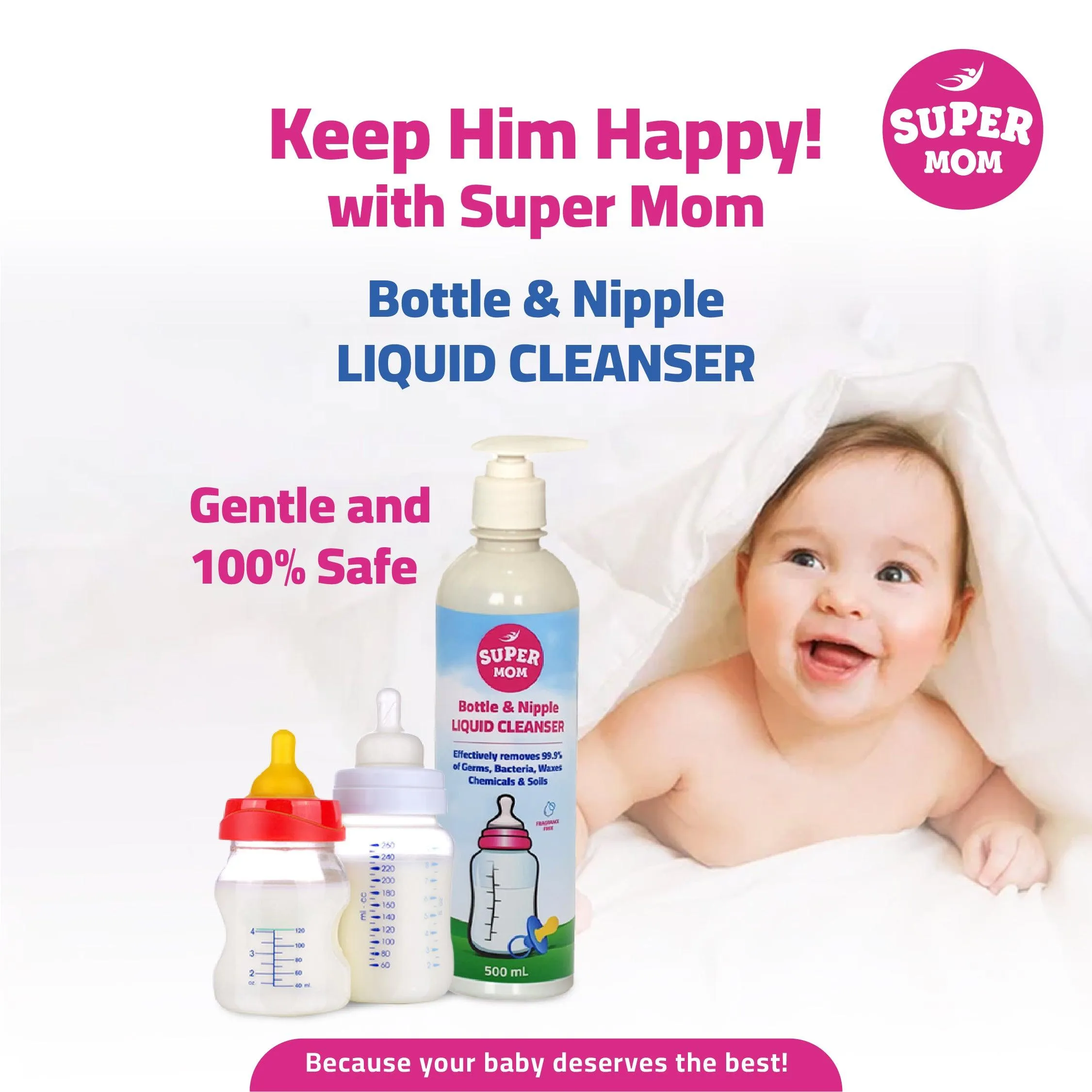 Super Mom Bottle & Nipple Cleaner Liquid - 500 ML