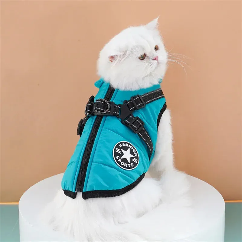 Waterproof Winter Dog Jacket with Built-in Harness