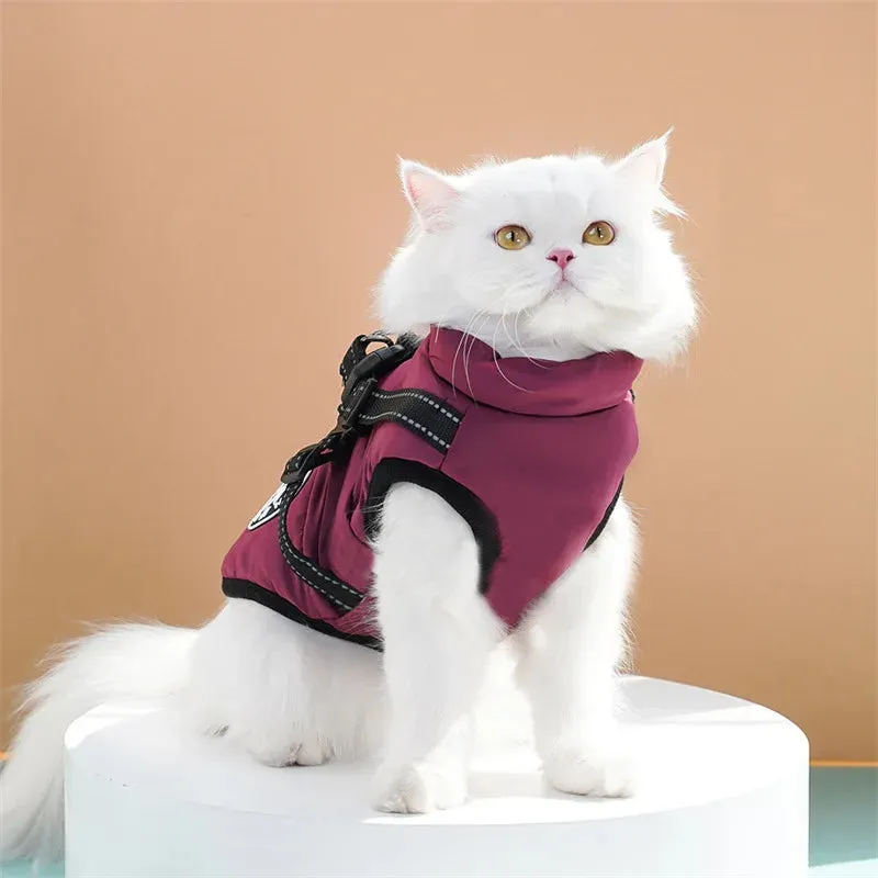 Waterproof Winter Dog Jacket with Built-in Harness
