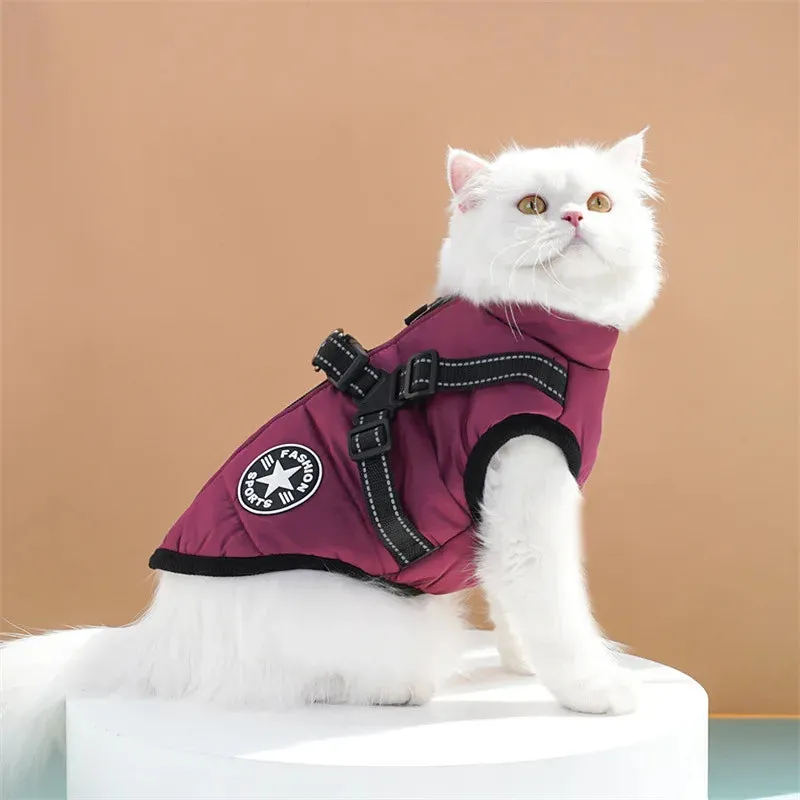 Waterproof Winter Dog Jacket with Built-in Harness