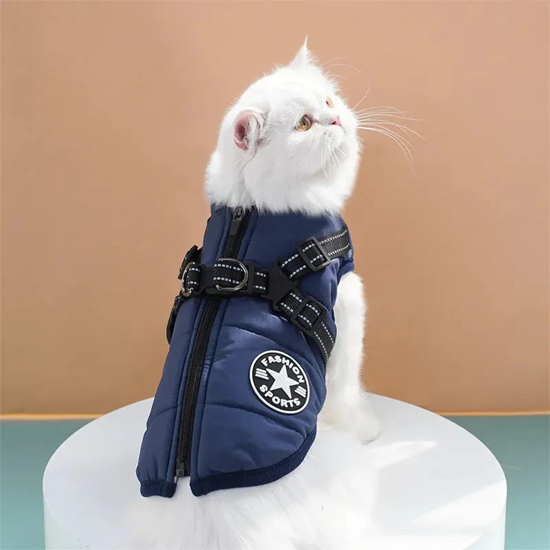 Waterproof Winter Dog Jacket with Built-in Harness