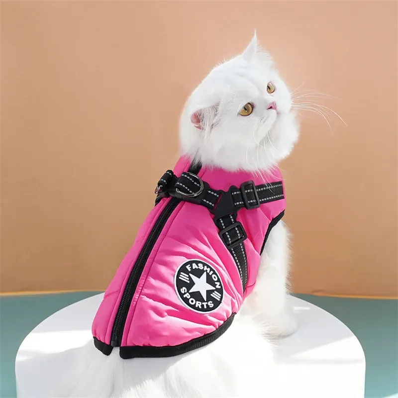 Waterproof Winter Dog Jacket with Built-in Harness