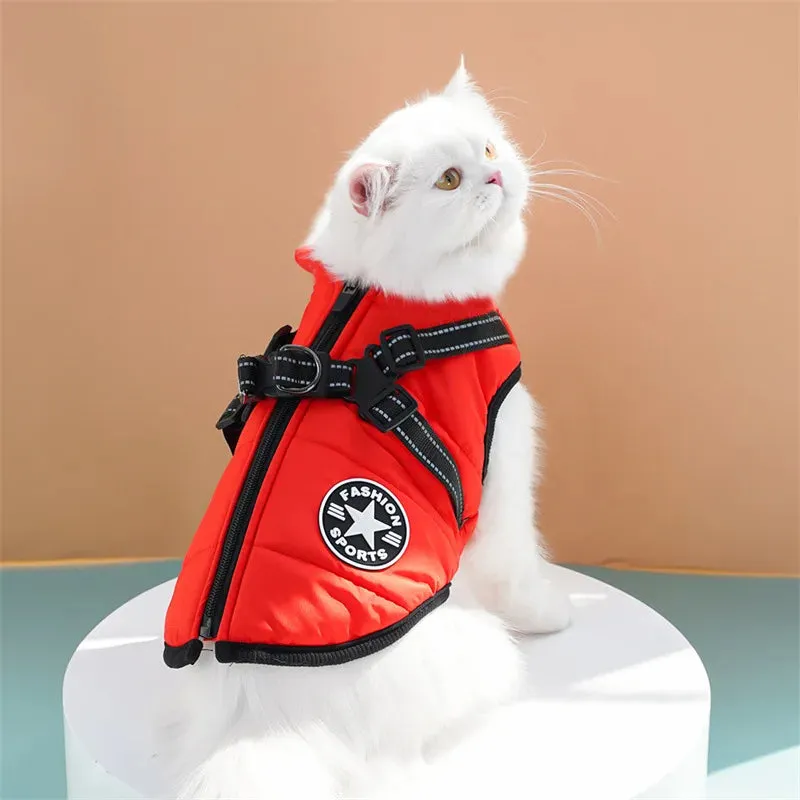 Waterproof Winter Dog Jacket with Built-in Harness