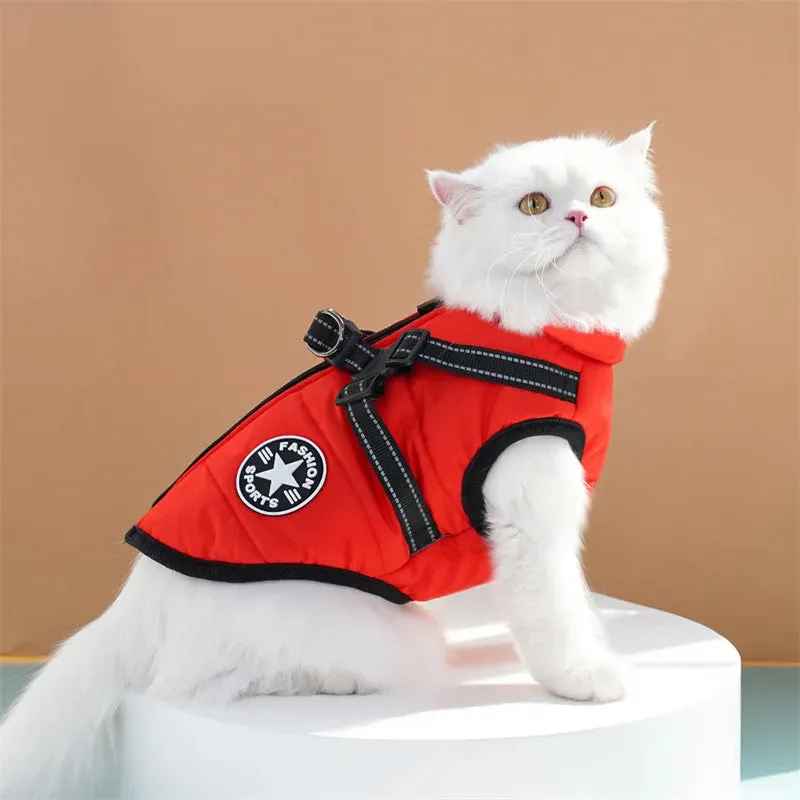 Waterproof Winter Dog Jacket with Built-in Harness