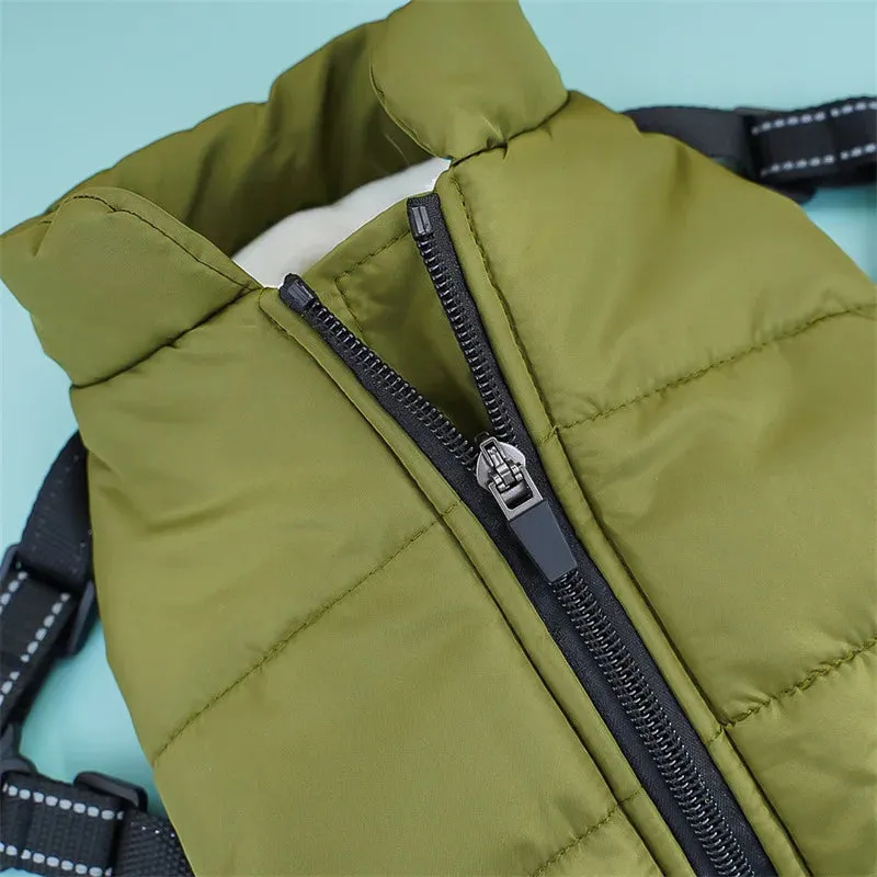 Waterproof Winter Dog Jacket with Built-in Harness