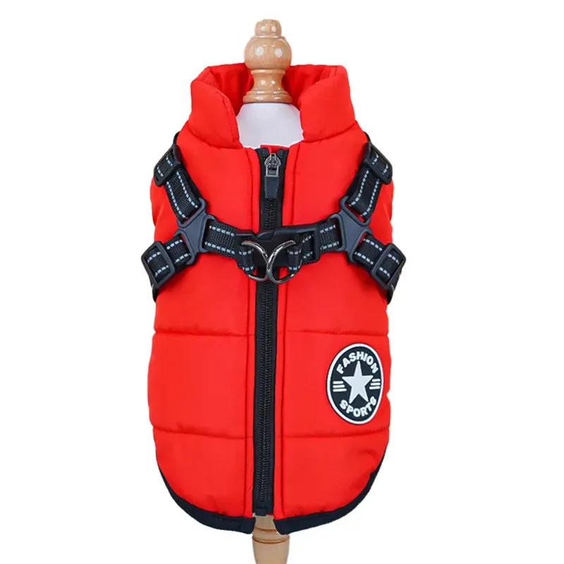 Waterproof Winter Dog Jacket with Built-in Harness