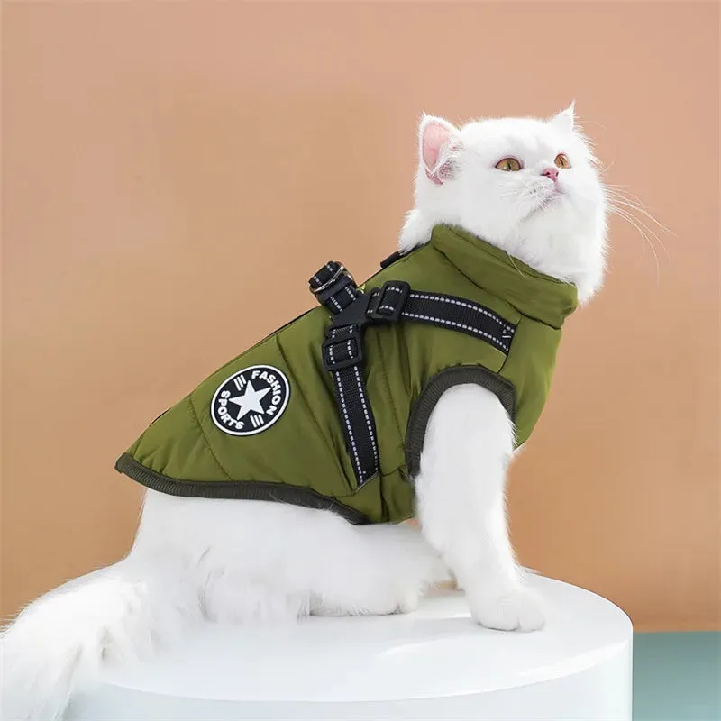 Waterproof Winter Dog Jacket with Built-in Harness