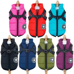 Waterproof Winter Dog Jacket with Built-in Harness
