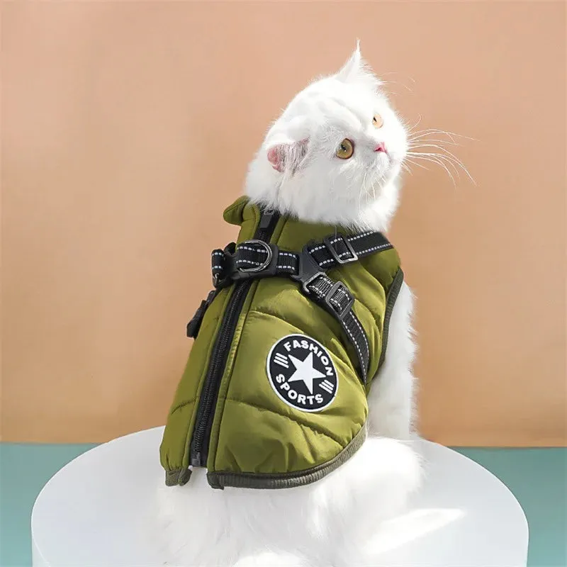 Waterproof Winter Dog Jacket with Built-in Harness