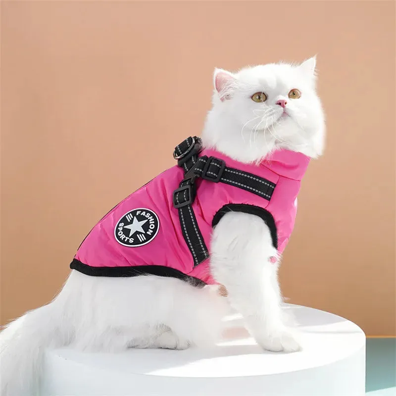 Waterproof Winter Dog Jacket with Built-in Harness