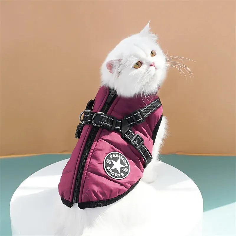 Waterproof Winter Dog Jacket with Built-in Harness