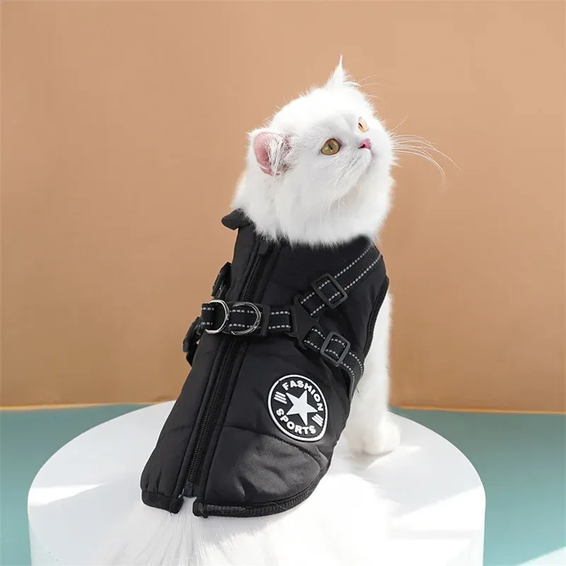Waterproof Winter Dog Jacket with Built-in Harness