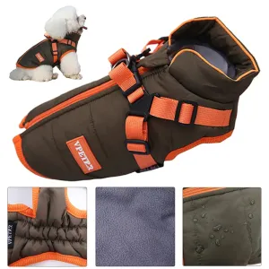 Waterproof Winter Jacket for Small Dogs with Harness